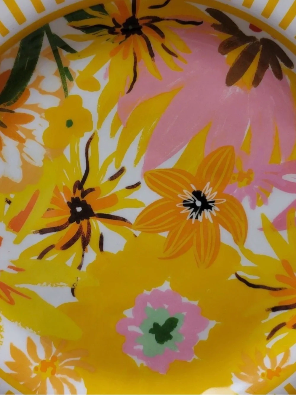 Hobby Lobby Floral & Striped Melamine 11” Dinner Plates Summer Vibrant 4pk Set